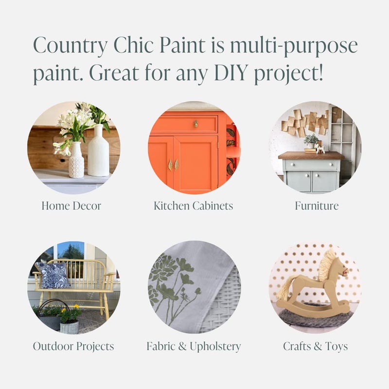 Country Chic Paint Country Chic All-in-One Chalk Paint for Furniture, Cabinets, Home Decor, Eco-Friendly, Matte Finish, Built-In Primer & Top Coat for Wood, Metal - No Wax Needed (Crinoline (Off White), Sample (4 oz)) - - Image 4